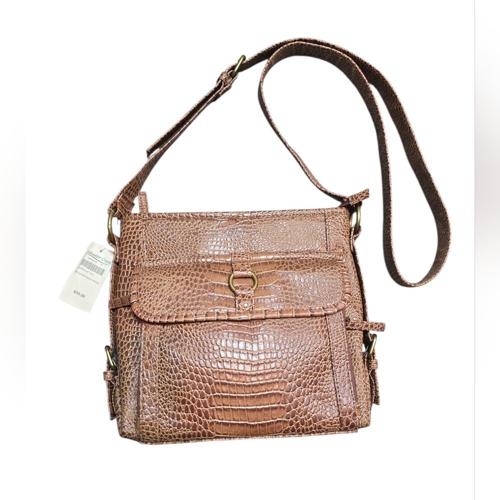 Coldwater Creek GWP Sophie Crocodile‎ Print Organizer Purse Shoudler Bag NWT